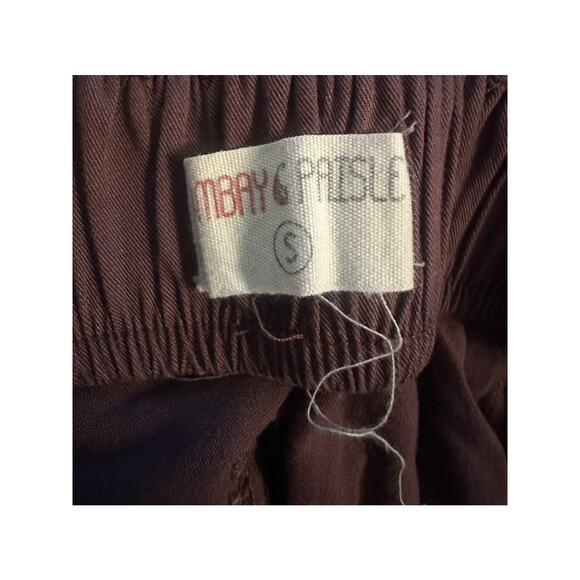 Women S Bombay & Paisley Brown Button Pants Cropped High Rise Palazzo Wide Leg - Picture 5 of 5